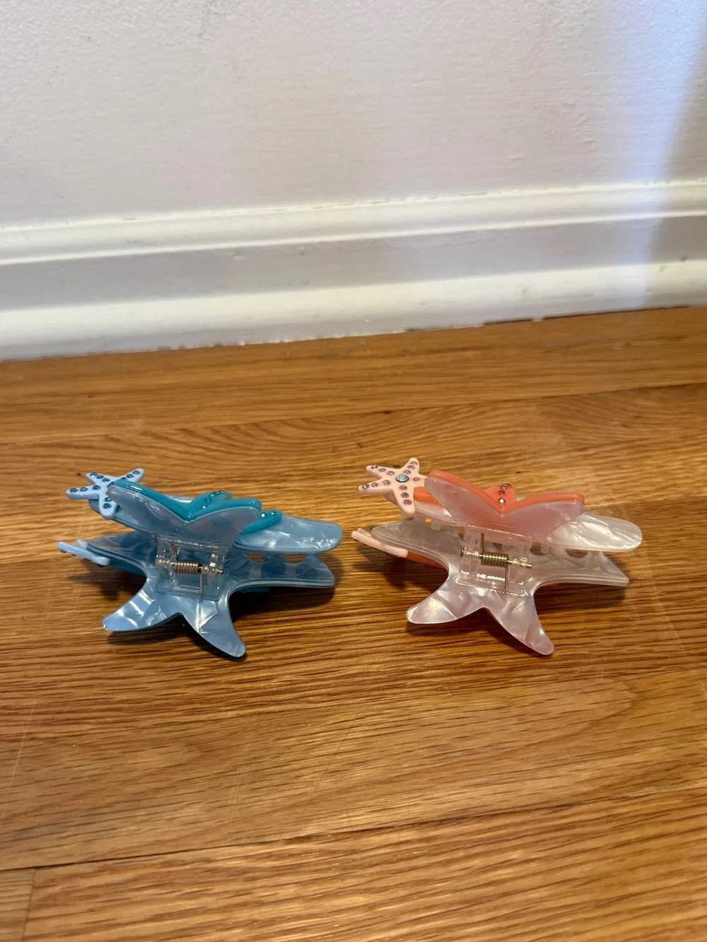 Kids Starfish Hair Claw Clips - Blue & Coral